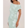 ZESICA Women’s Off Shoulder Floral Formal Cocktail Wedding Guest Long Dress(Light Green)