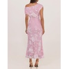ZESICA Women’s Off Shoulder Floral Formal Cocktail Wedding Guest Long Dress(Light Pink)