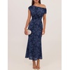 ZESICA Women’s Off Shoulder Floral Formal Cocktail Wedding Guest Long Dress(Navy)