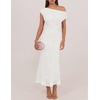 ZESICA Women’s Off Shoulder Floral Formal Cocktail Wedding Guest Long Dress(White)