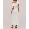 ZESICA Women’s Off Shoulder Floral Formal Cocktail Wedding Guest Long Dress(White)