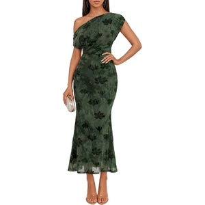 ZESICA Women’s Off Shoulder Floral Formal Cocktail Wedding Guest Long Dress(Green)
