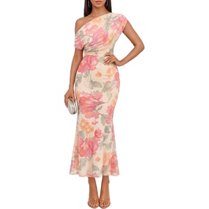 ZESICA Women’s Off Shoulder Floral Formal Cocktail Wedding Guest Long Dress(Yellow)