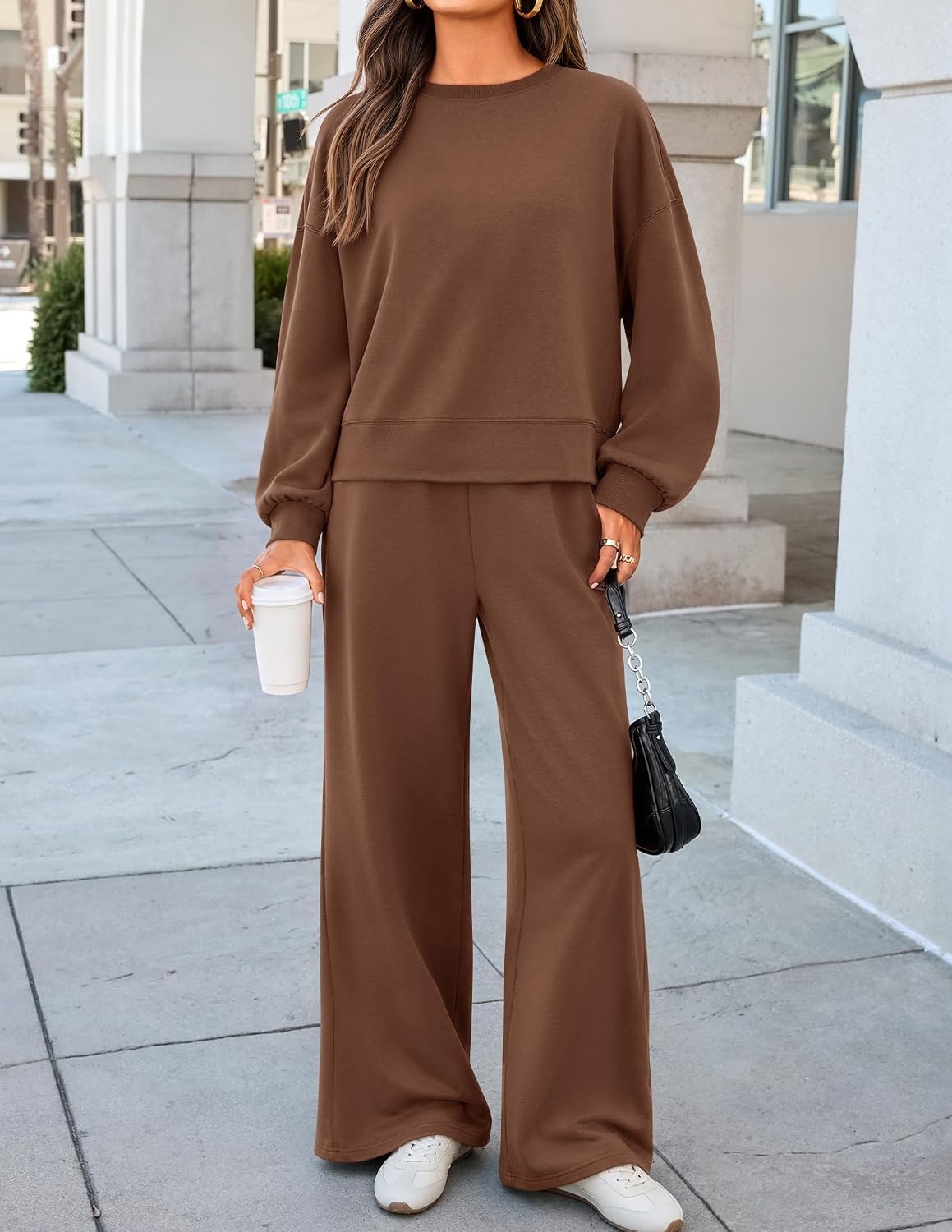 image:imageZESICA Two Piece Sets for Women Matching Lounge Set Fall OutfitsBrown