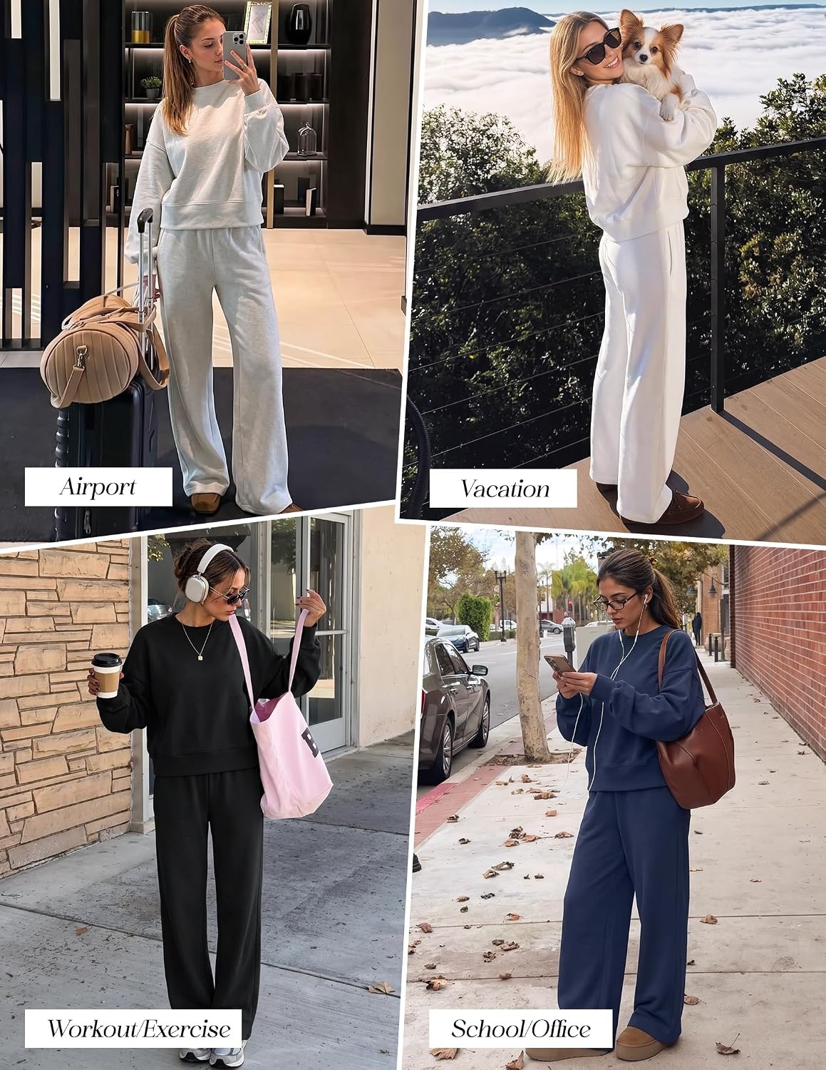 image:imageZESICA Two Piece Sets for Women Matching Lounge Set Fall OutfitsWhite