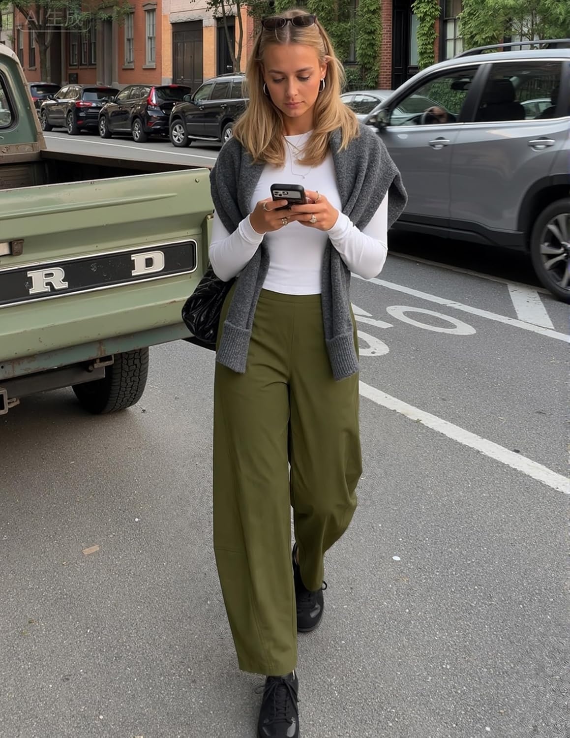 image:imageZESICA Womens Barrel Travel Pants with PocketsArmygreen
