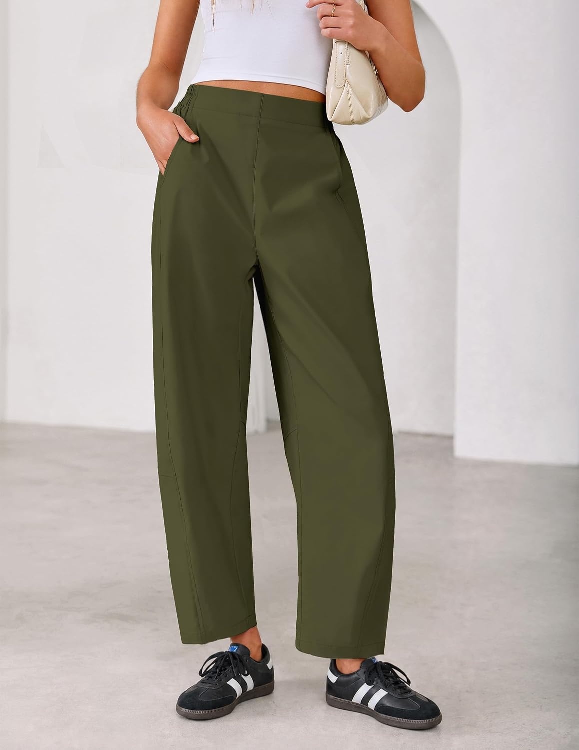 image:imageZESICA Womens Barrel Travel Pants with PocketsArmygreen