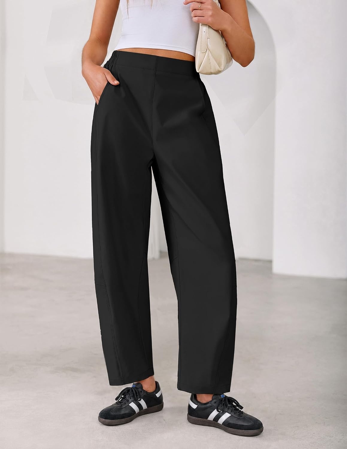 image:imageZESICA Womens Barrel Travel Pants with PocketsBlack