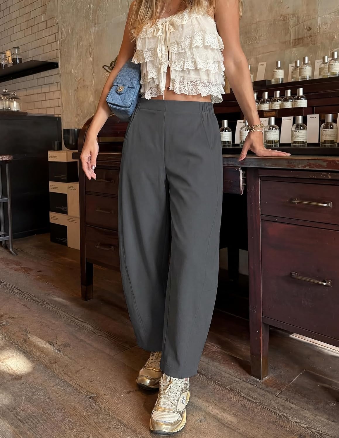 image:imageZESICA Womens Barrel Travel Pants with PocketsDarkgray