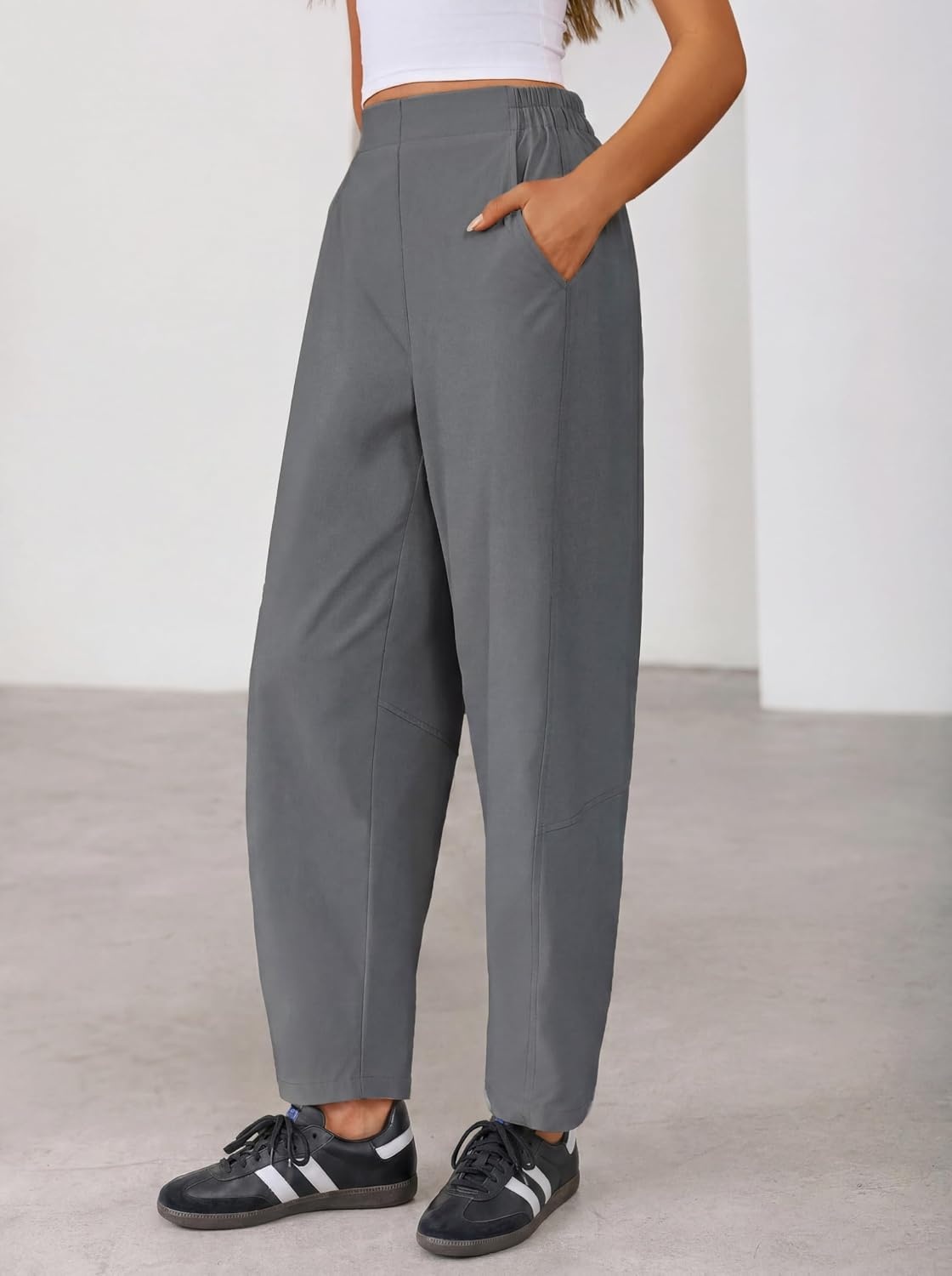 image:imageZESICA Womens Barrel Travel Pants with PocketsDarkgray