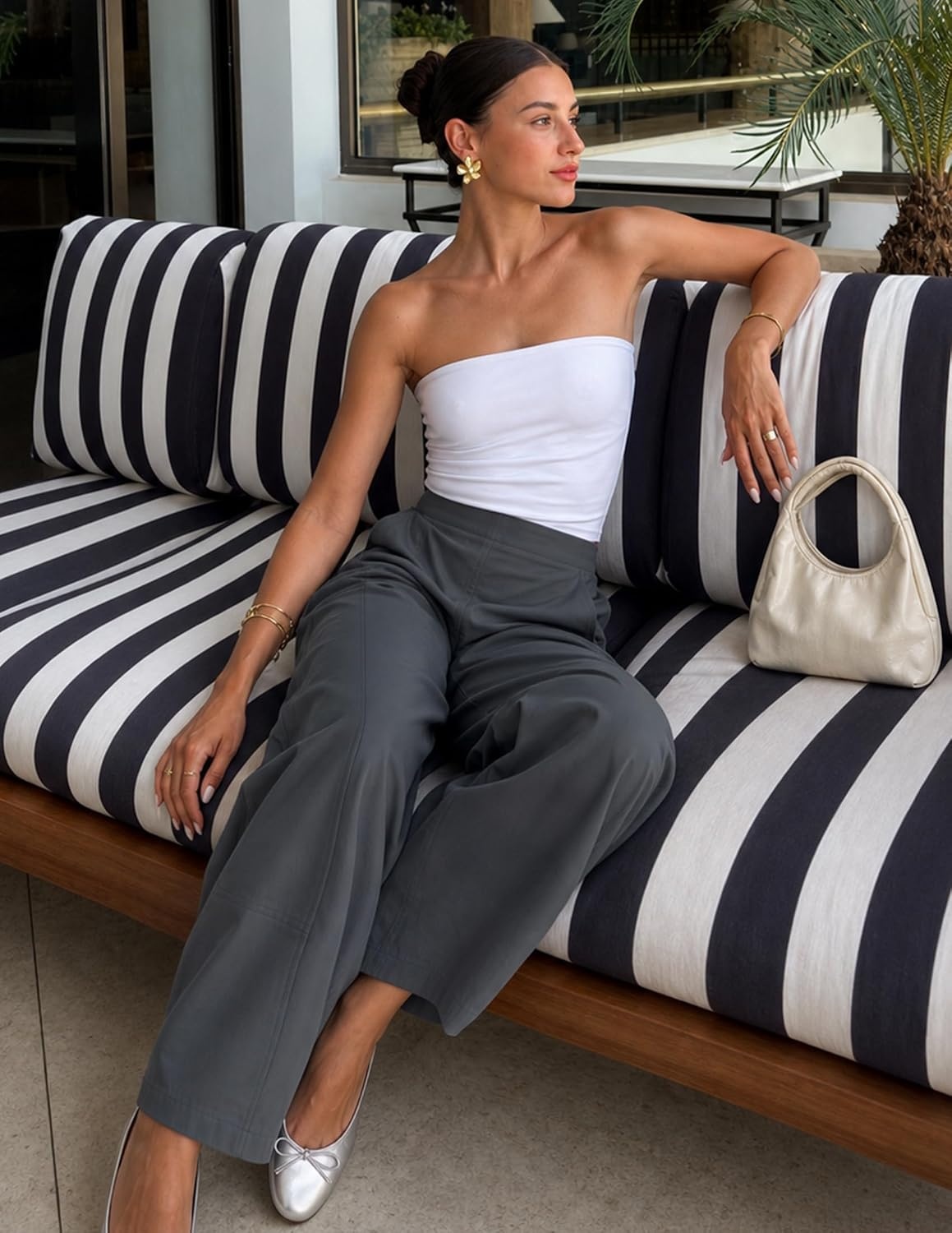 image:imageZESICA Womens Barrel Travel Pants with PocketsDarkgray