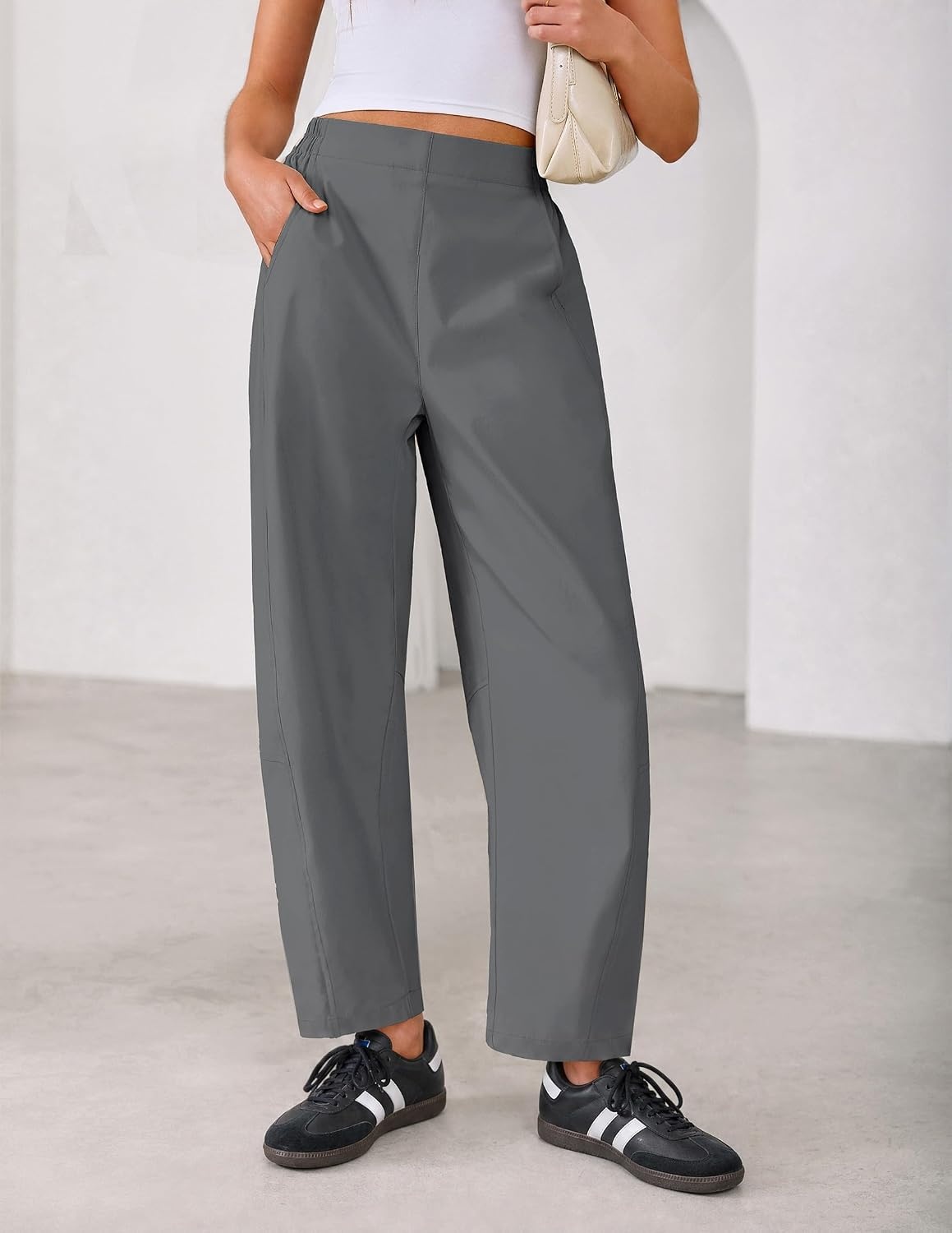 image:imageZESICA Womens Barrel Travel Pants with PocketsDarkgray
