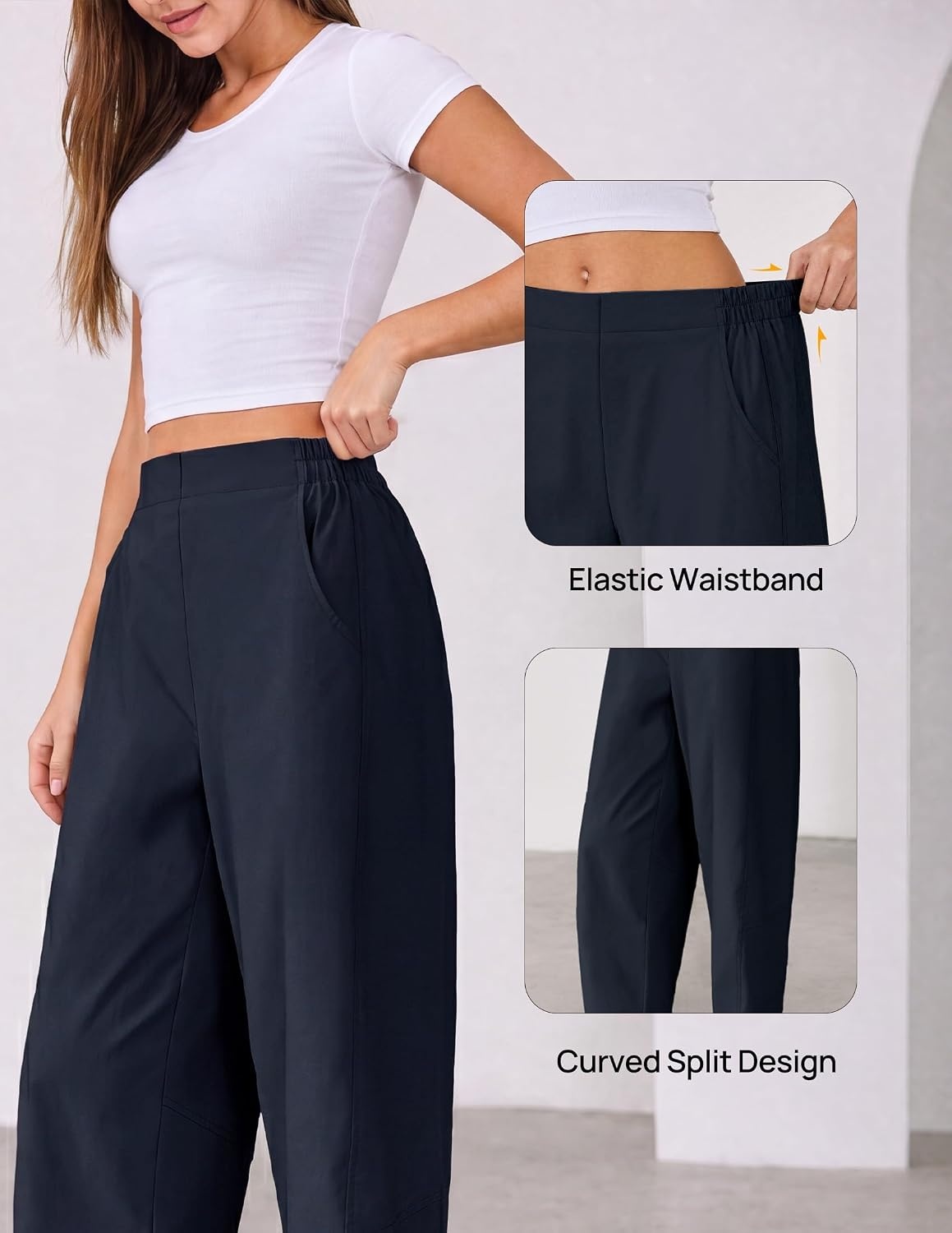 image:imageZESICA Womens Barrel Travel Pants with PocketsNavy