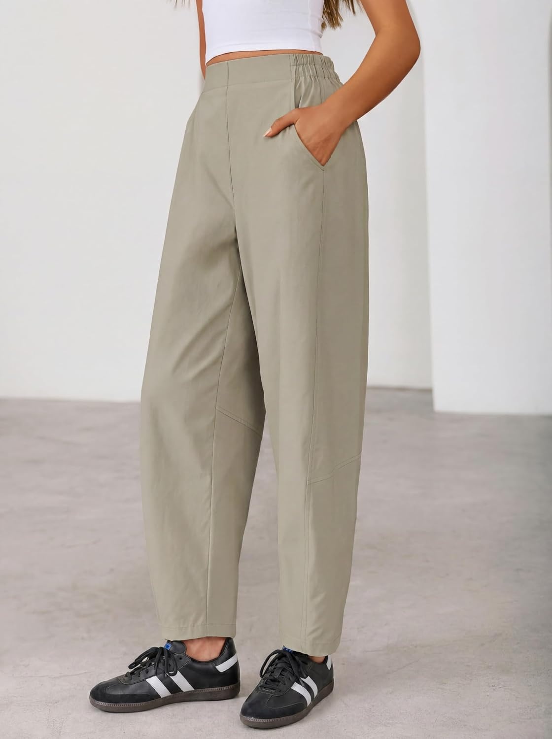 image:imageZESICA Womens Barrel Travel Pants with PocketsStone