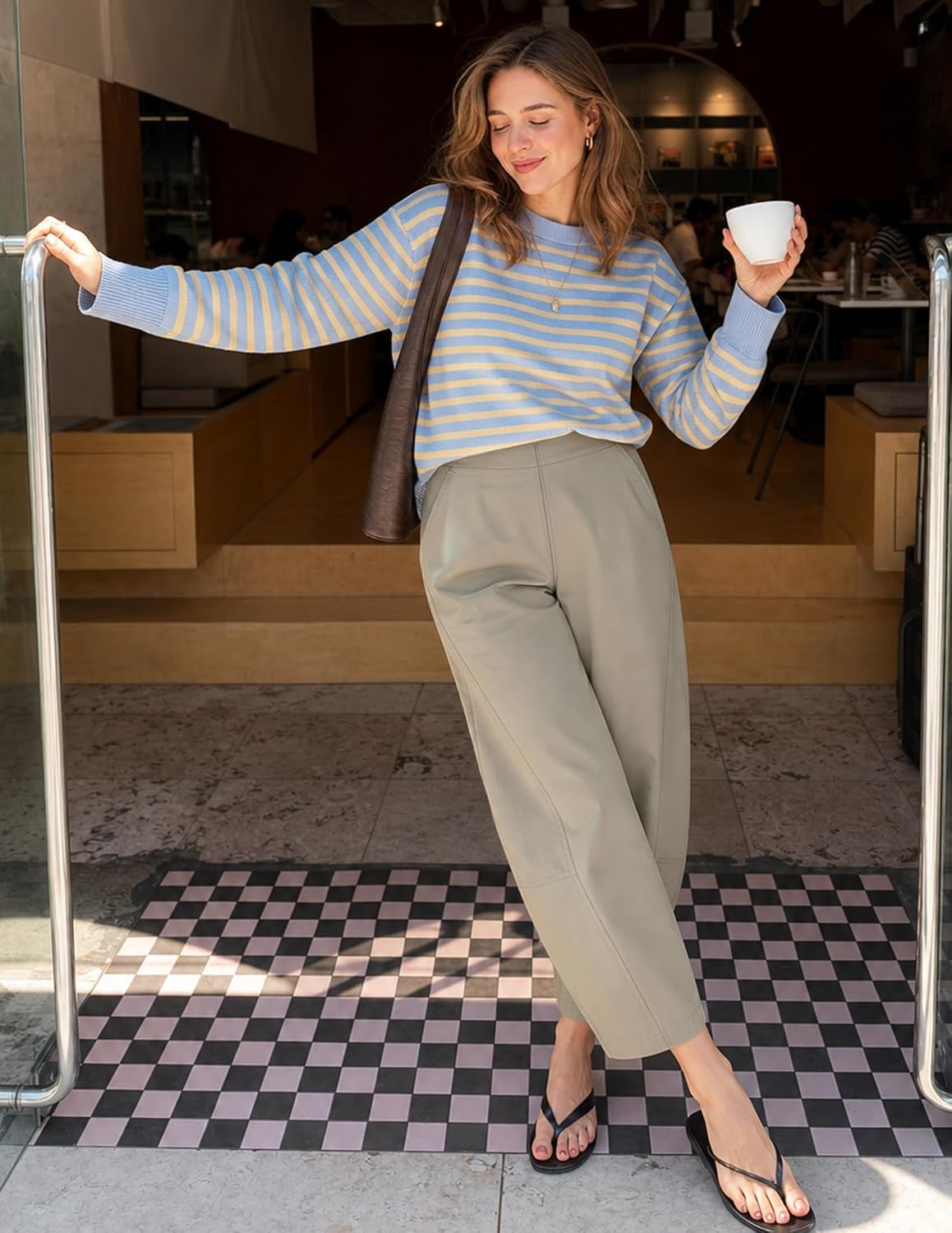 image:imageZESICA Womens Barrel Travel Pants with PocketsStone