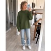 ZESICA Womens 2026 Fall Long Sleeve Crewneck Oversized Chunky Sweaters(Armygreen)