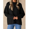 ZESICA Womens 2026 Fall Long Sleeve Crewneck Oversized Chunky Sweaters(Black)