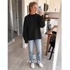 ZESICA Womens 2026 Fall Long Sleeve Crewneck Oversized Chunky Sweaters(Black)