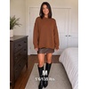 ZESICA Womens 2026 Fall Long Sleeve Crewneck Oversized Chunky Sweaters(Caramel)