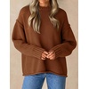 ZESICA Womens 2026 Fall Long Sleeve Crewneck Oversized Chunky Sweaters(Caramel)