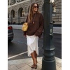 ZESICA Womens 2026 Fall Long Sleeve Crewneck Oversized Chunky Sweaters(Coffee)