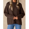 ZESICA Womens 2026 Fall Long Sleeve Crewneck Oversized Chunky Sweaters(Coffee)