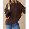 ZESICA Womens 2026 Fall Long Sleeve Crewneck Oversized Chunky Sweaters(Coffee)