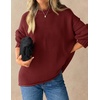 ZESICA Womens 2026 Fall Long Sleeve Crewneck Oversized Chunky Sweaters(Red)