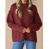 ZESICA Womens 2026 Fall Long Sleeve Crewneck Oversized Chunky Sweaters(Red)