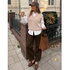 ZESICA Women’s Barrel Travel Pants with Pockets(Brown)