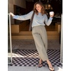 ZESICA Women’s Barrel Travel Pants with Pockets(Stone)