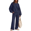 ZESICA Two Piece Sets for Women Matching Lounge Set Fall Outfits(Navy)