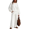 ZESICA Two Piece Sets for Women Matching Lounge Set Fall Outfits(White)