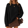 ZESICA Womens 2026 Fall Long Sleeve Crewneck Oversized Chunky Sweaters(Black)