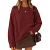 ZESICA Womens 2026 Fall Long Sleeve Crewneck Oversized Chunky Sweaters(Red)