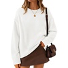 ZESICA Womens 2026 Fall Long Sleeve Crewneck Oversized Chunky Sweaters(White)