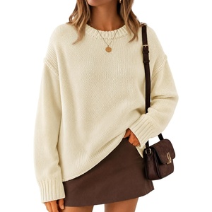 ZESICA Womens 2026 Fall Long Sleeve Crewneck Oversized Chunky Sweaters(Apricot)