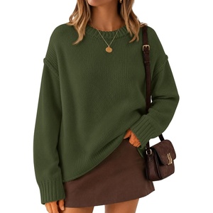 ZESICA Womens 2026 Fall Long Sleeve Crewneck Oversized Chunky Sweaters(Armygreen)