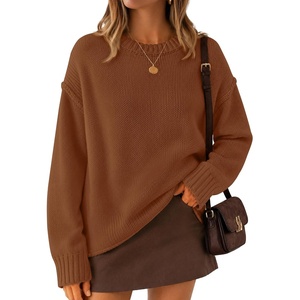 ZESICA Womens 2026 Fall Long Sleeve Crewneck Oversized Chunky Sweaters(Caramel)