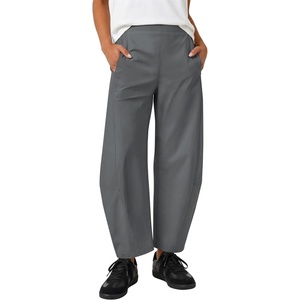 ZESICA Women’s Barrel Travel Pants with Pockets(Darkgray)