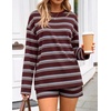 ZESICA Womens 2 Piece Striped Short Sets Fall Lounge Outfit(Burgundyred)