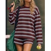 ZESICA Womens 2 Piece Striped Short Sets Fall Lounge Outfit(Burgundyred)