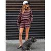 ZESICA Womens 2 Piece Striped Short Sets Fall Lounge Outfit(Burgundyred)