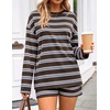 ZESICA Womens 2 Piece Striped Short Sets Fall Lounge Outfit(Darkcoffee)