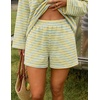 ZESICA Womens 2 Piece Striped Short Sets Fall Lounge Outfit(Jonquil)