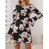 ZESICA Women’s 2026 Fall Floral Wedding Guest Cocktail Mini Dress(Black)