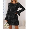 ZESICA Women’s 2026 Fall Floral Wedding Guest Cocktail Mini Dress(Dim)