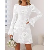 ZESICA Women’s 2026 Fall Floral Wedding Guest Cocktail Mini Dress(White)