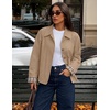 ZESICA Women’s Cropped Trench Coat Plaid Button Front Fall Jacket(Khaki)