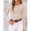 ZESICA Womens Striped Fall Long Sleeve Cute Shirt Dressy Work Going Out Top(Apricot)